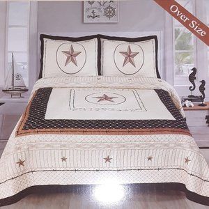 Western Design 3 Piece Quilted Bedspread Set 3 Piece Quilt Set - Queen & King